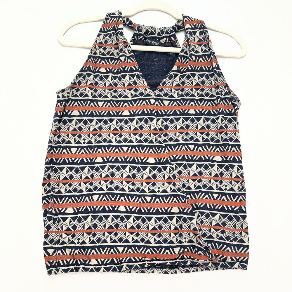 Lucky‎ Brand Vneck Aztec Top Womens Small Geometric Sleeveless Racerback Summer